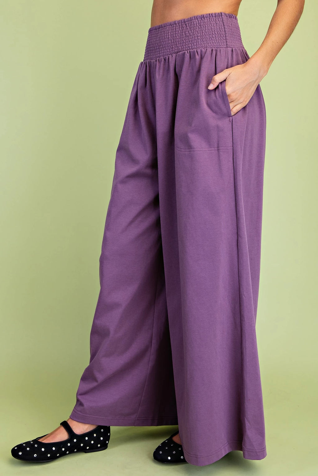 GiGiO Wide Leg Smocked Waist Pants