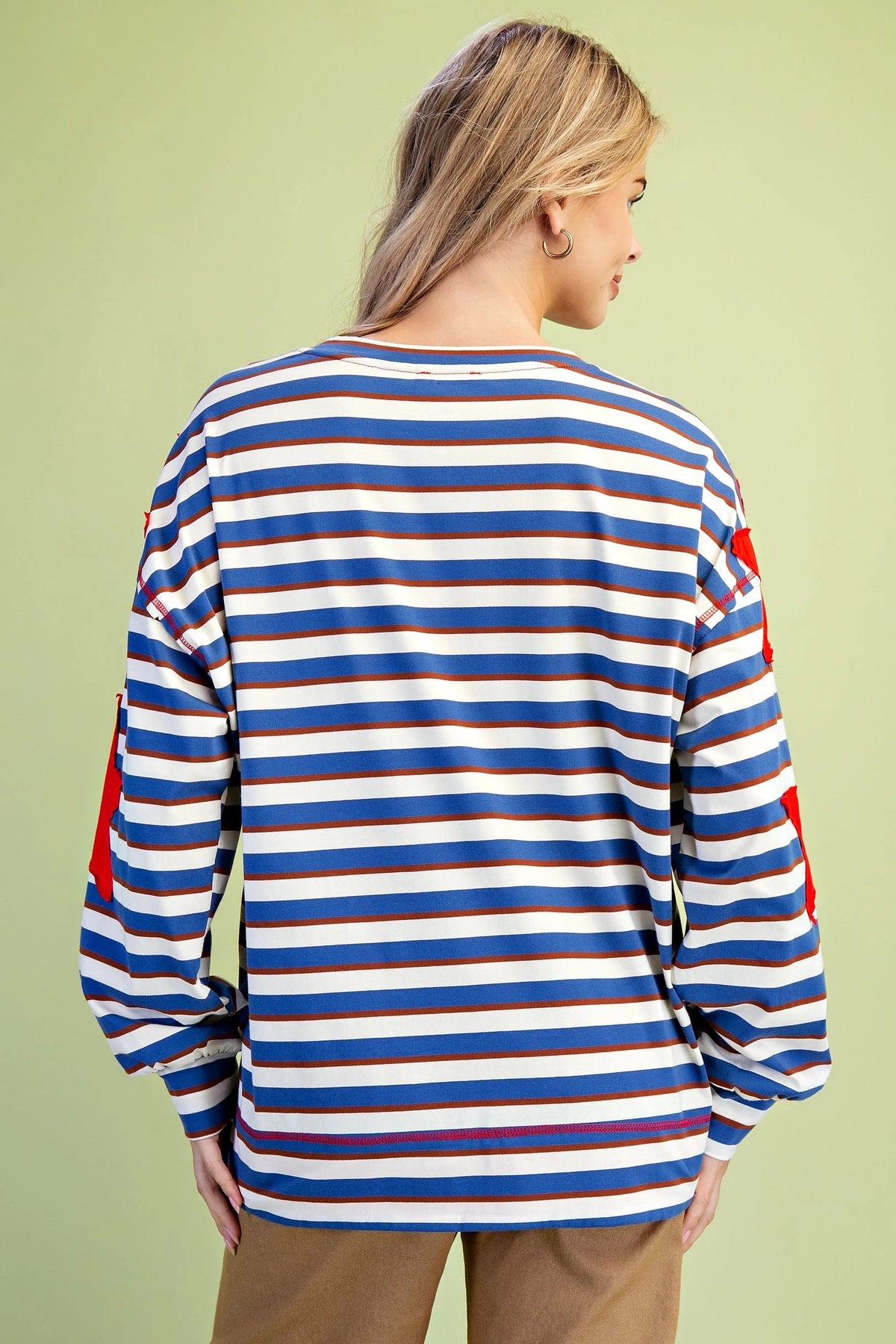 GiGiO America Striped Long-Sleeve Appliqué Top