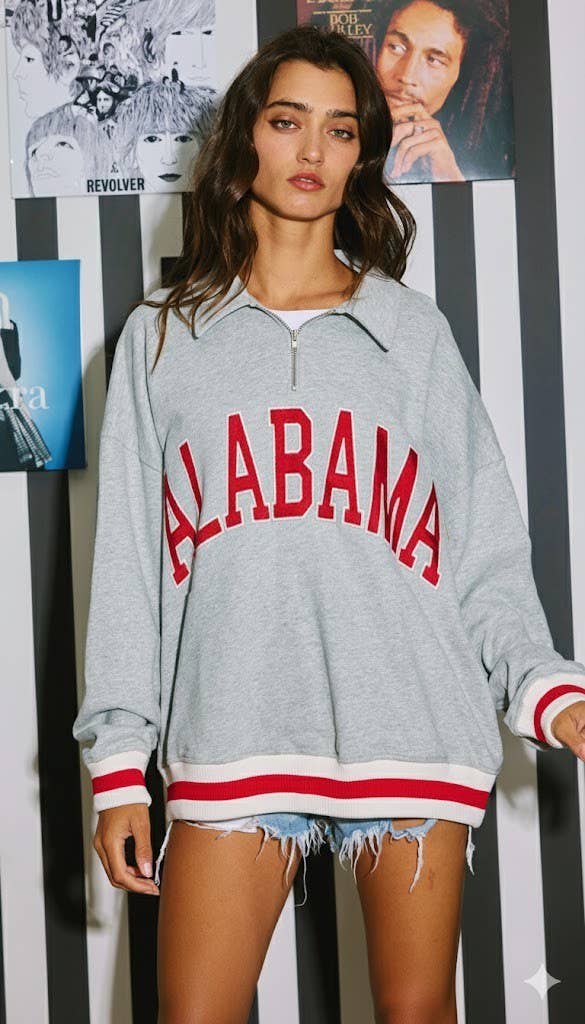 Bucketlist 'ALABAMA' Embroidered Letter Pullover Top
