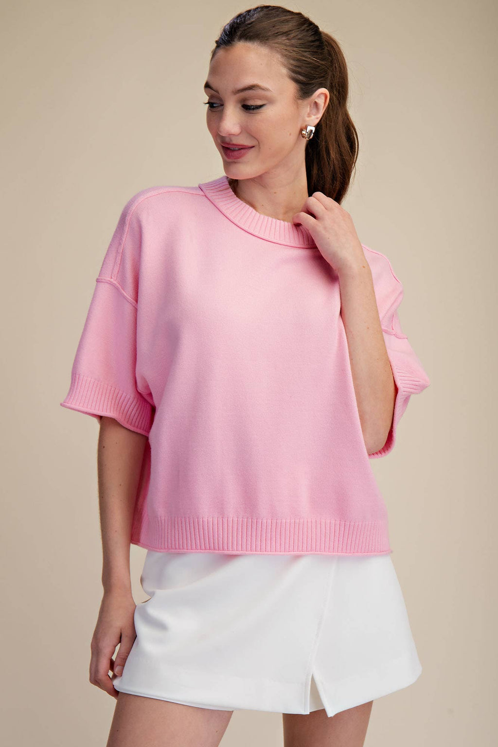 Glam Everyday Elbow-Sleeve Sweater