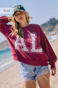 Oddi Game Day Alabama Acid Wash Pullover Sweatshirt (Plus)