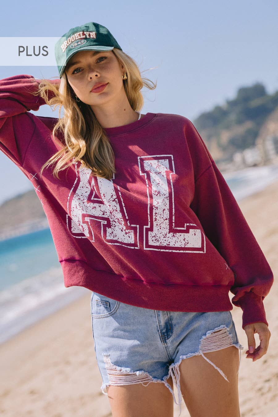 Oddi Game Day Alabama Acid Wash Pullover Sweatshirt (Plus)