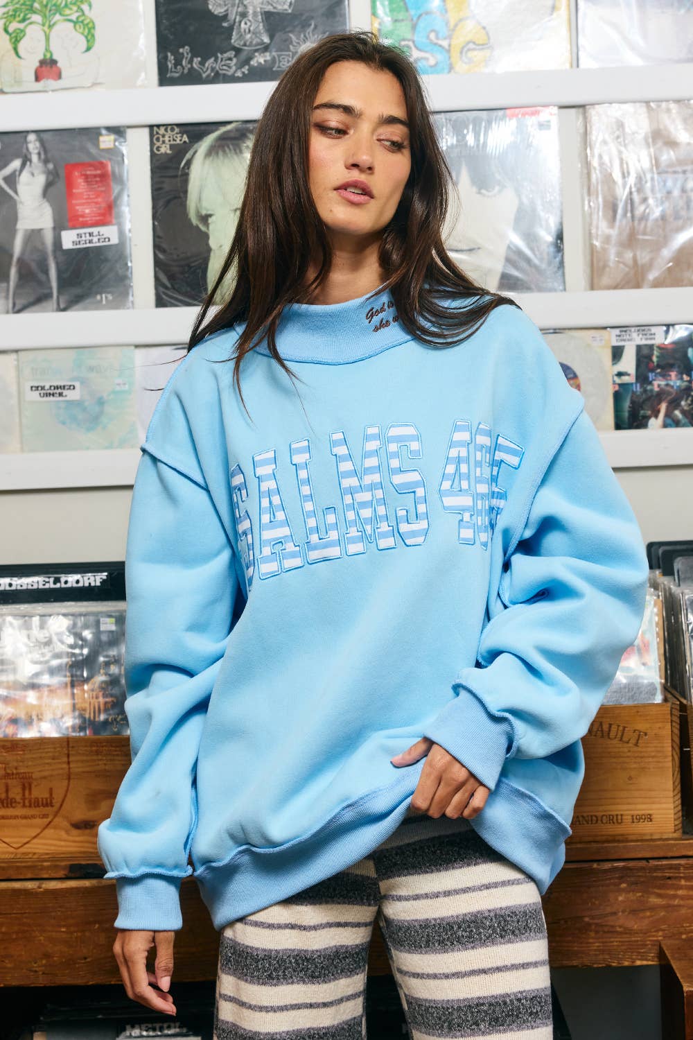 Bucketlist 'Psalms 46:5' Double-Embroidered Mock-Neck Pullover