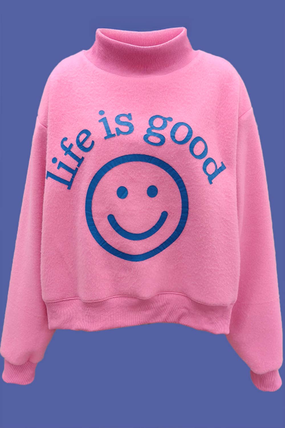 Bucketlist LIFEISGOOD Reversible Mock-Neck Crop Sweatshirt