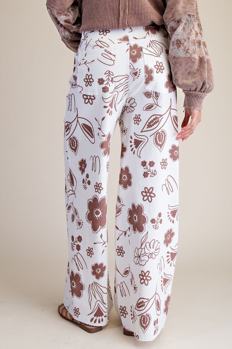 EASEL PRINTED WASHED TWILL WIDE PANTS