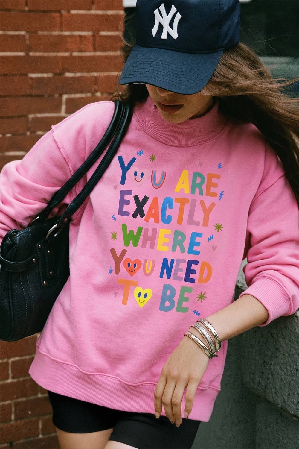 Bucketlist LIFEISGOOD Reversible Mock-Neck Crop Sweatshirt