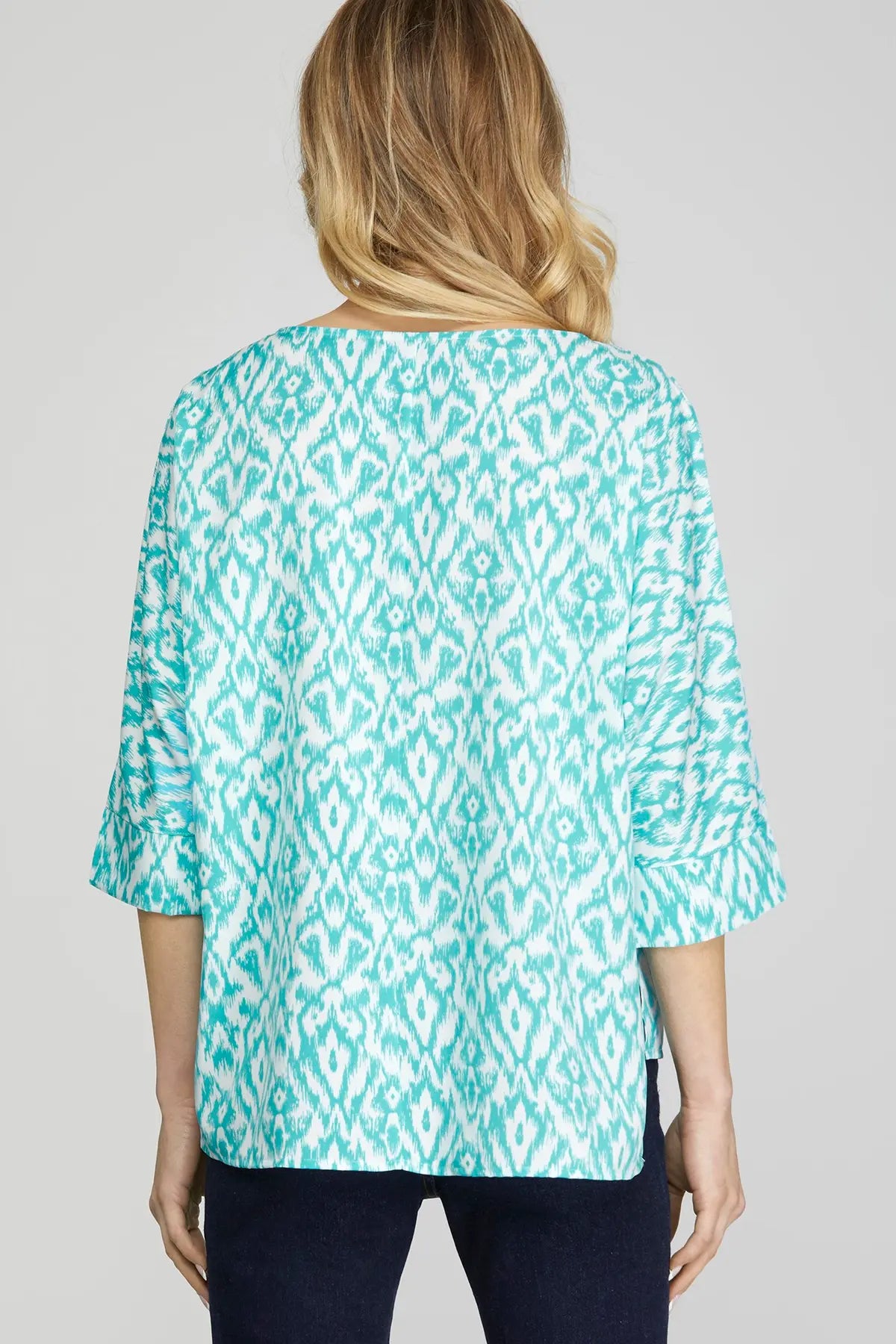 AQUA PRINTED WOVEN TOP