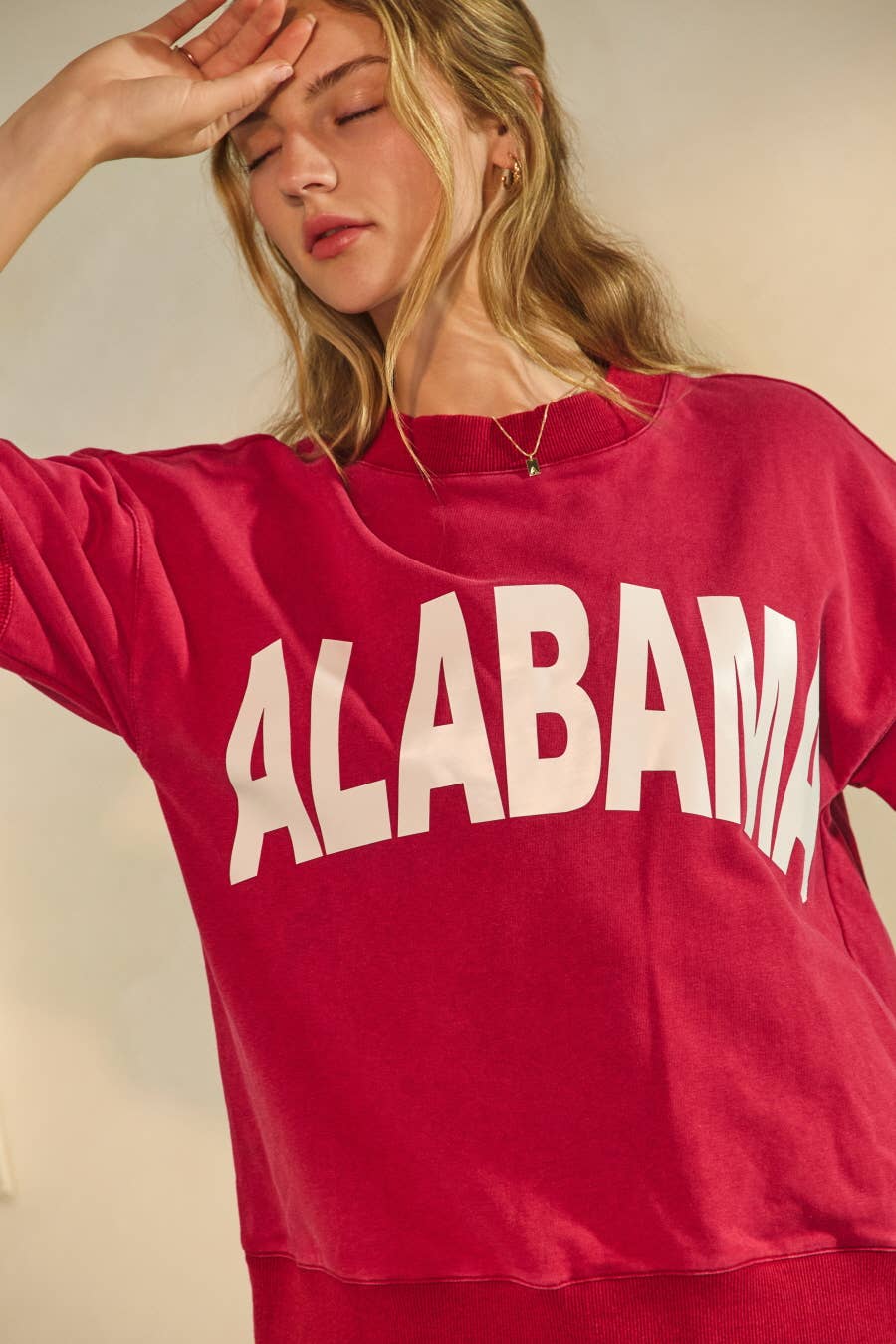 Oddi Acid Wash State Logo Short-Sleeve Sweatshirt (Plus)