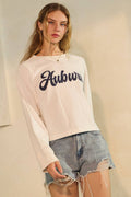 Oddi Game Day Cropped State Logo "Auburn" Sweatshirt - White