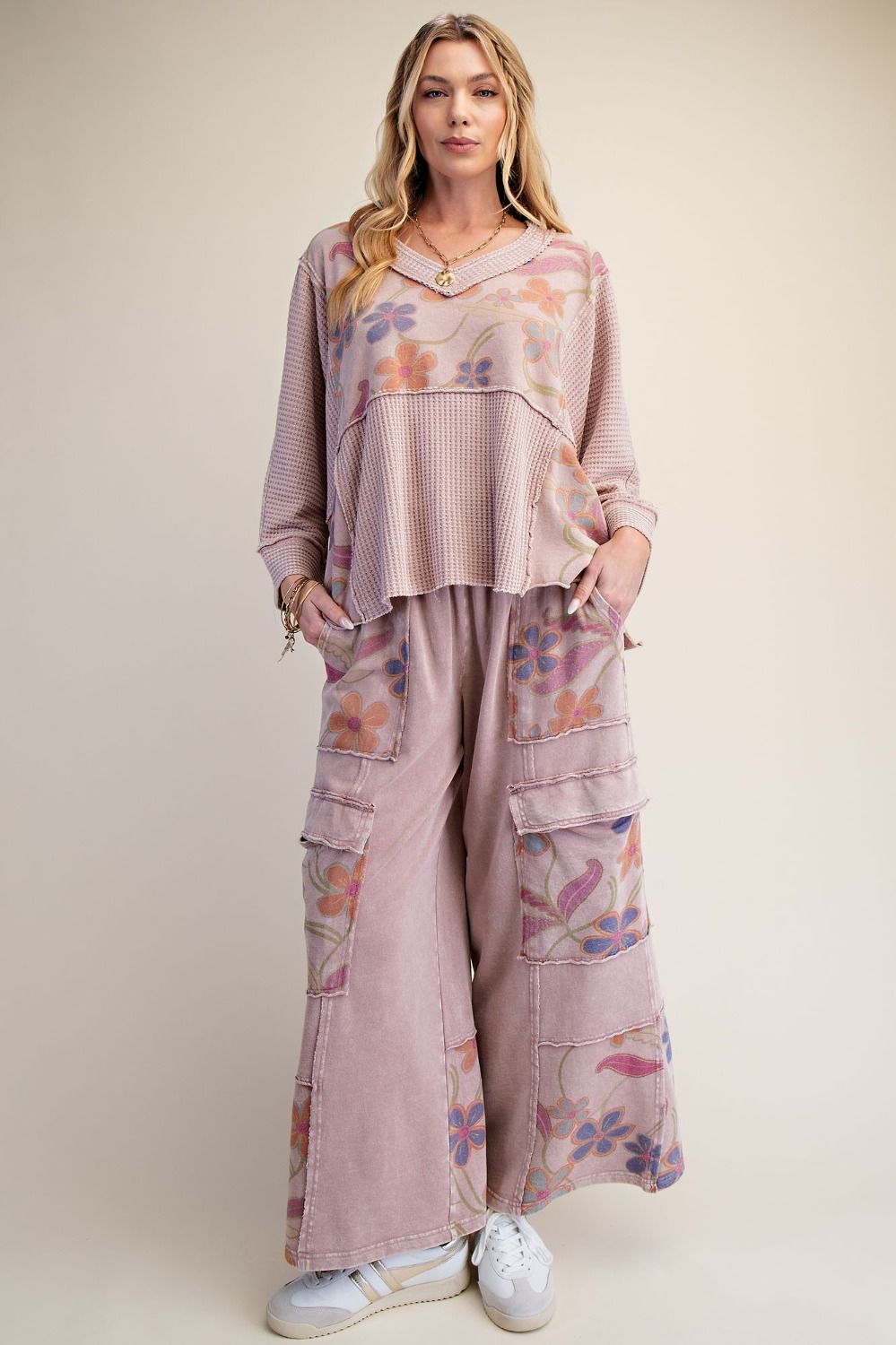 Easel Print Mix Washed Thermal Top