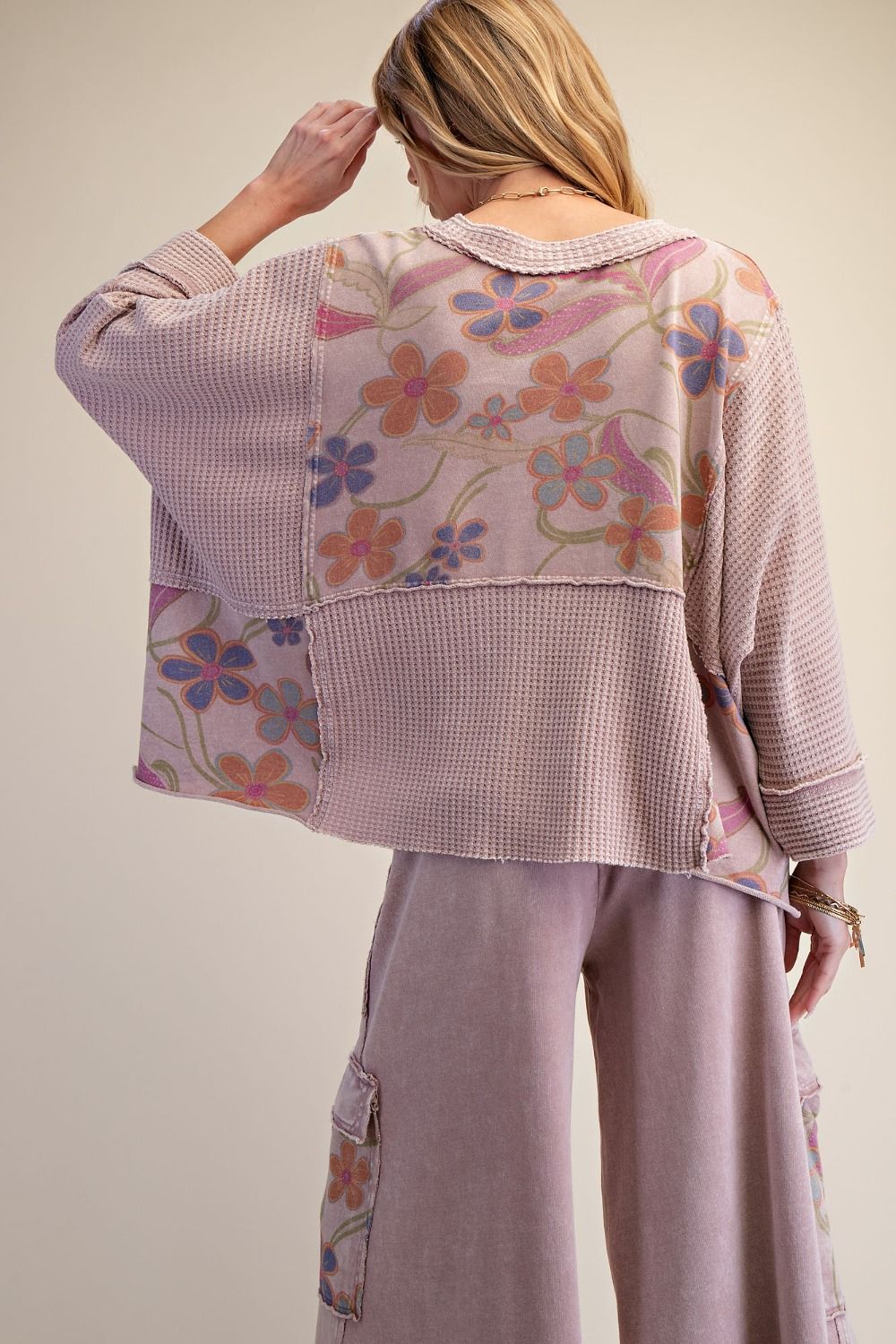 Easel Print Mix Washed Thermal Top