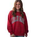 Lulu Mac Crimson Houndstooth-Stitch Sweatshirt