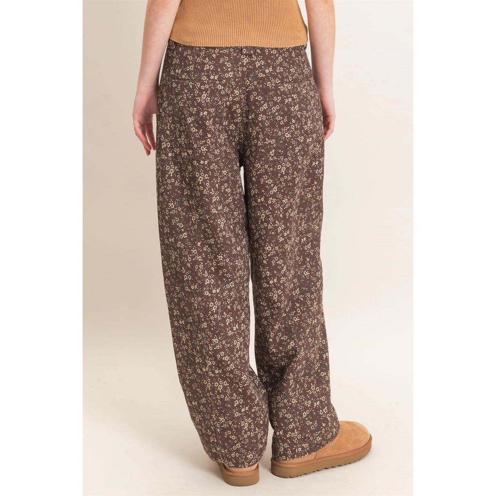 HYFVE Chestnut Floral Print Barrel Pants