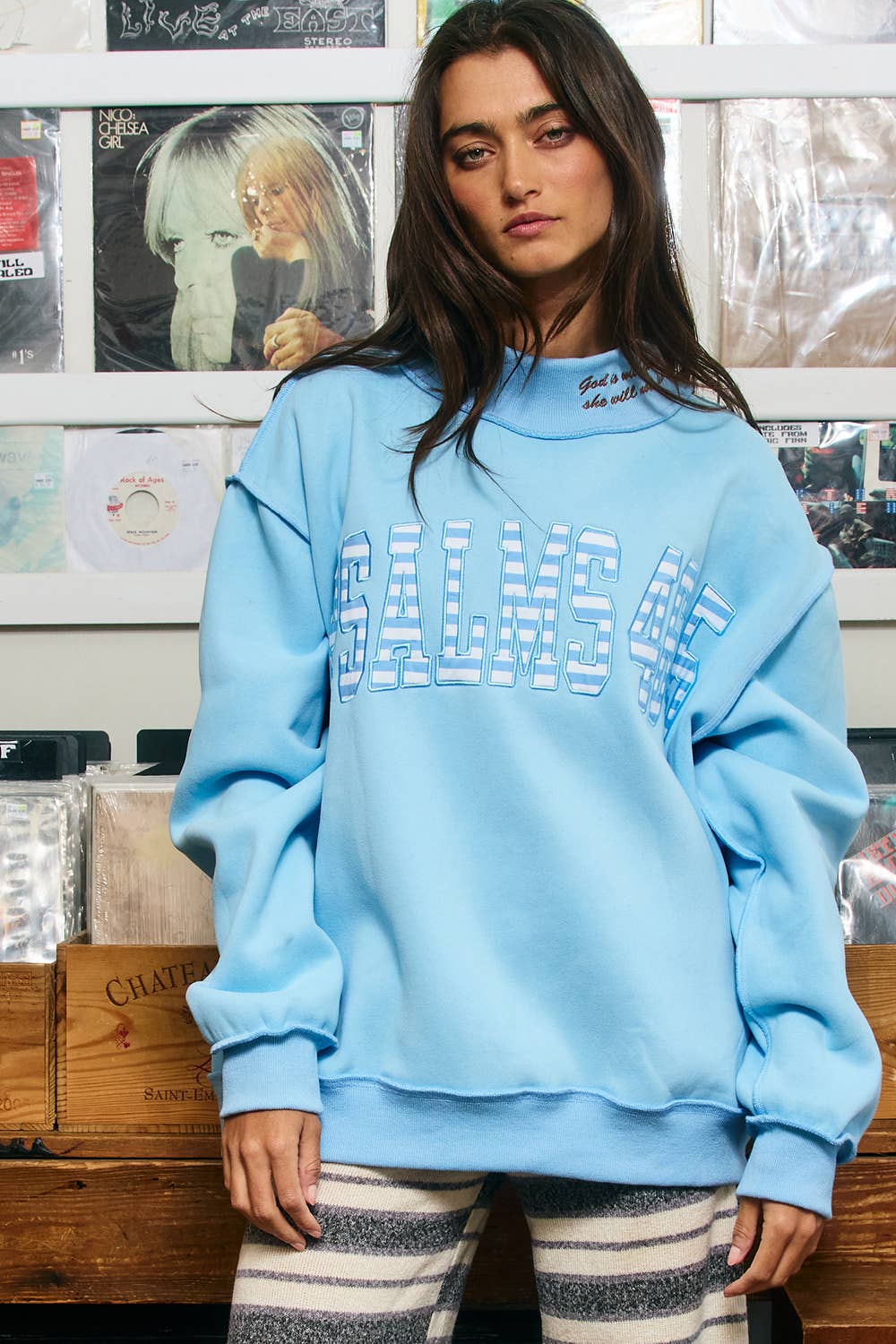 Bucketlist 'Psalms 46:5' Double-Embroidered Mock-Neck Pullover