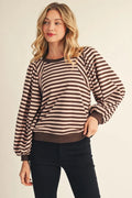 Jodifl Long Puff Sleeve Stripe Top