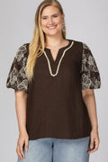 EMBROIDERED PUFF SLEEVE BLOUSE