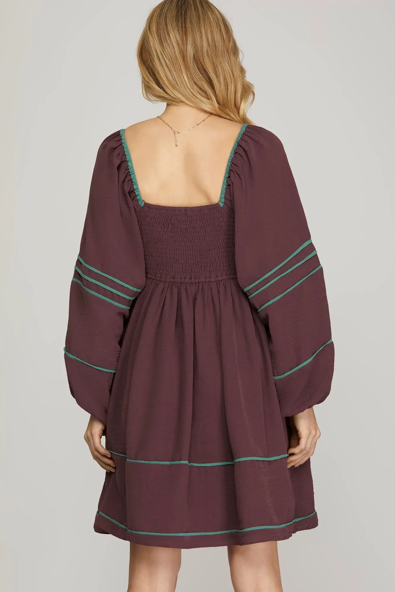 Long Sleeve Dress with Contrast Binding
