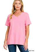 Zenana Washed Short Sleeve V-Neck Tee