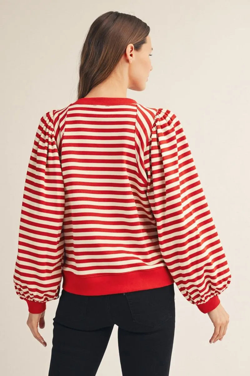 Jodifl Long Puff Sleeve Stripe Top