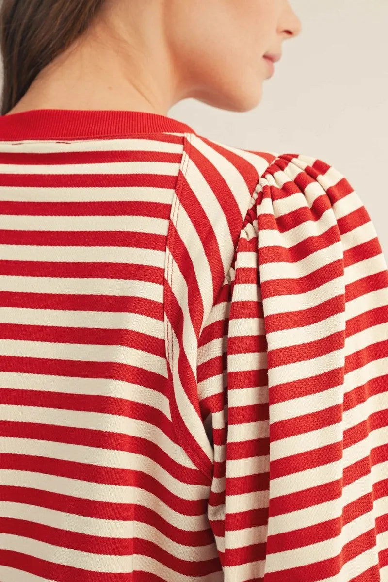 Jodifl Long Puff Sleeve Stripe Top