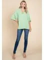 Jodifl Split-Neck Blouse in Aloe – Plus