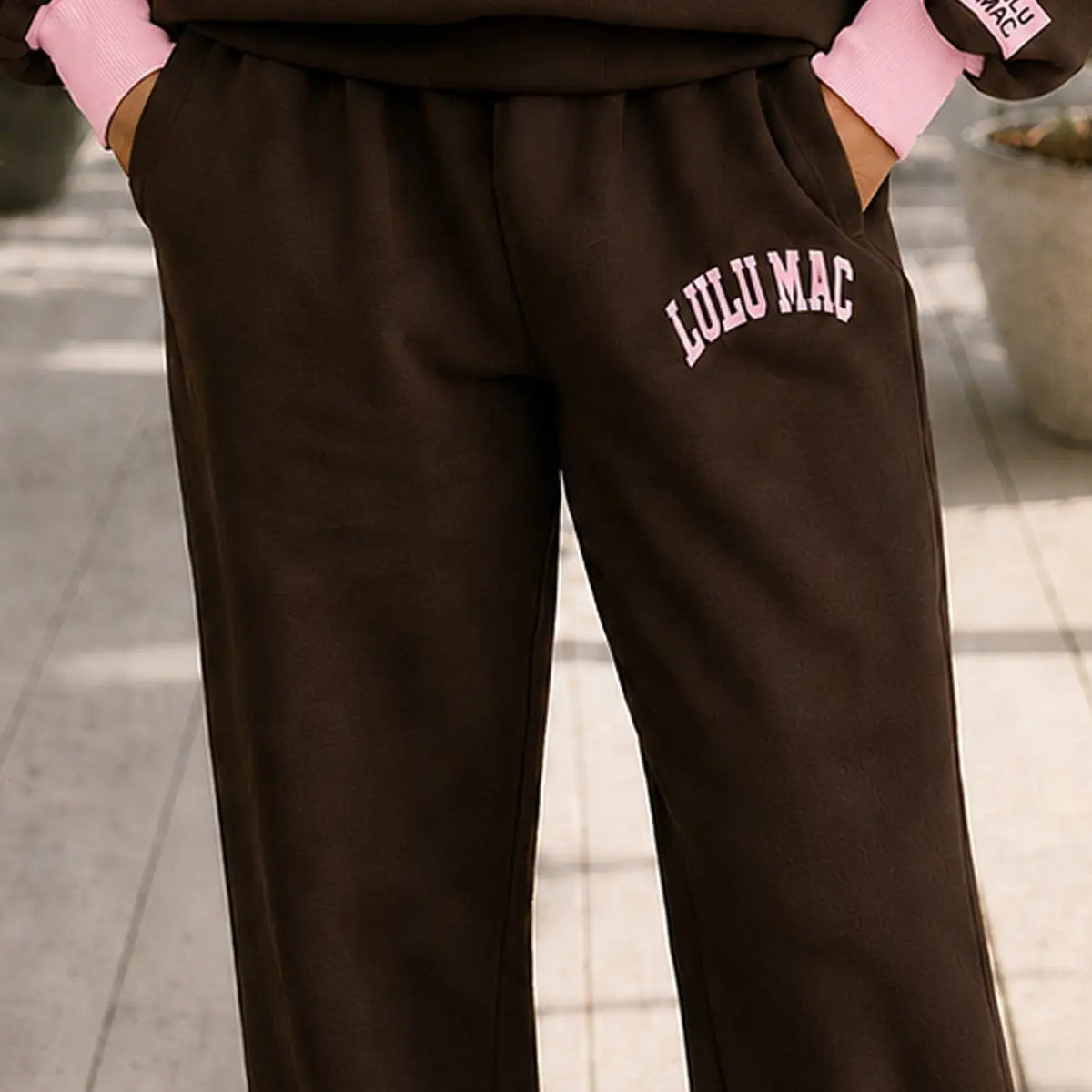 Lulu Mac Puff Pants in Brown/Light Pink