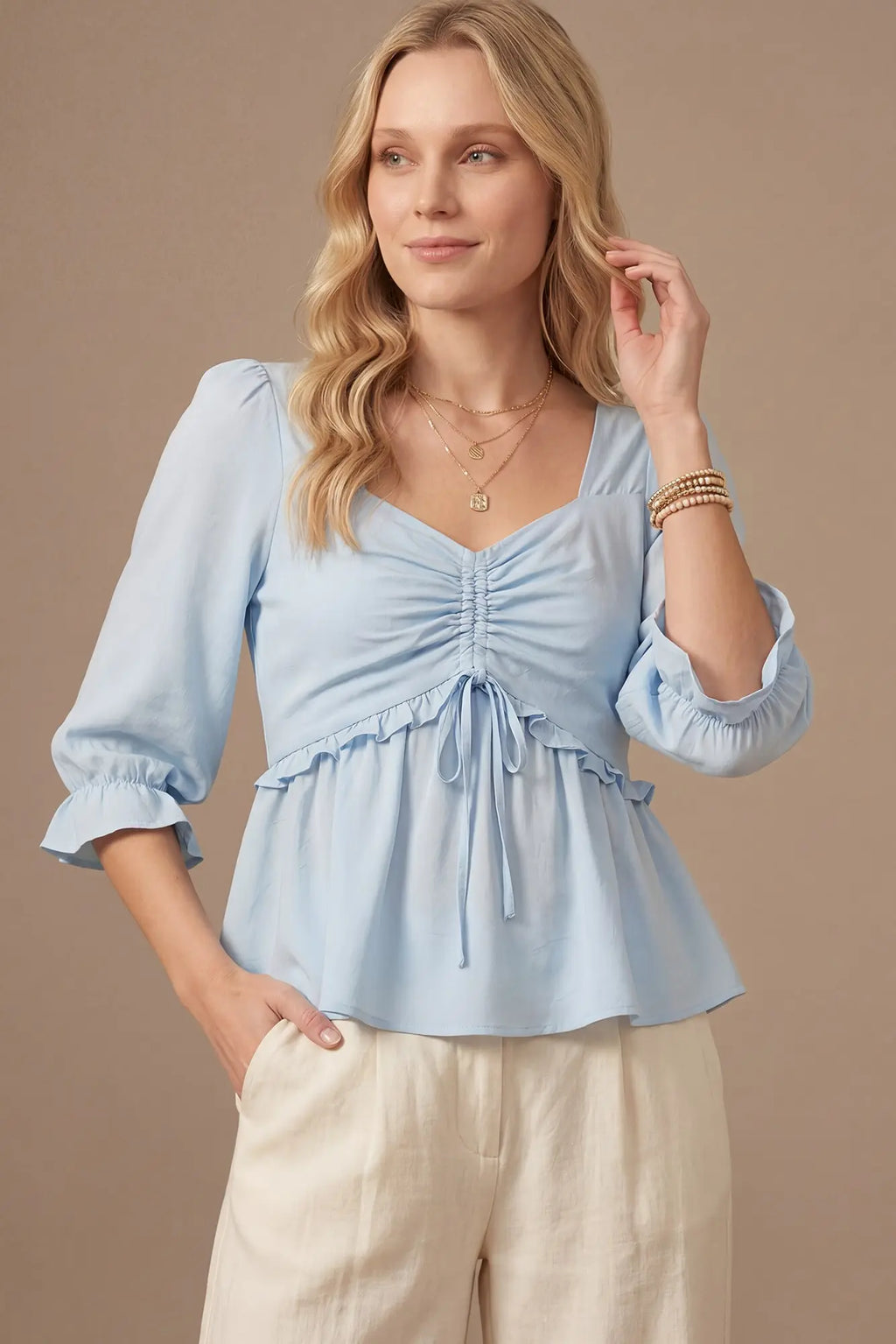 Ruched Babydoll Top