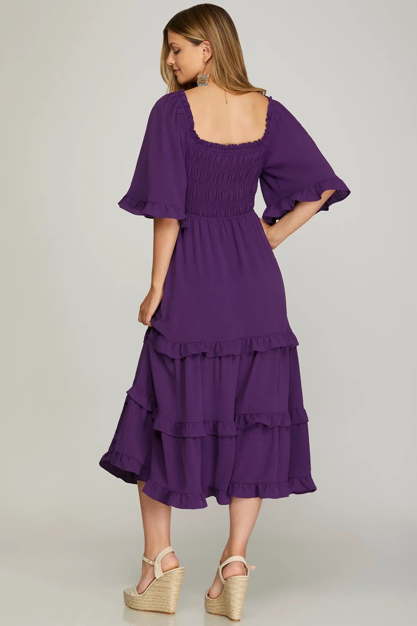 Smocked Tiered Midi Dress