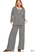 Zenana Scuba Side Slit Top & Wide-Leg Pants Set (Plus)