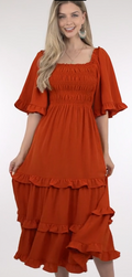 Smocked Tiered Midi Dress