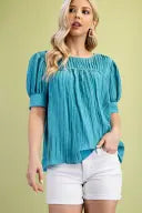 Crinkle Fabric Pleated Top
