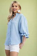 GiGiO Balloon Sleeve Blouse with Rounded Back Yoke
