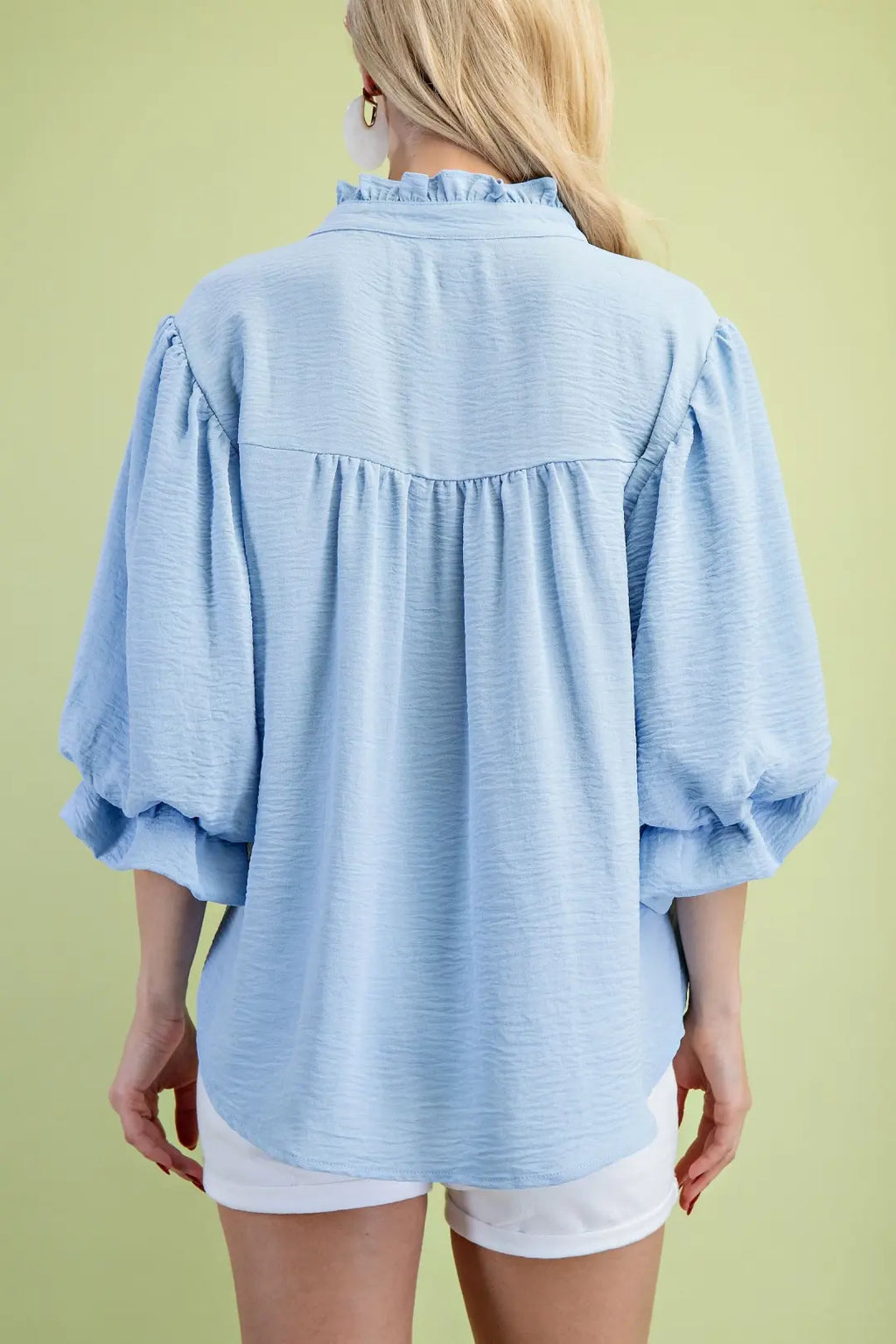 GiGiO Balloon Sleeve Blouse with Rounded Back Yoke