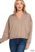 Zenana French Terry Collared Pullover