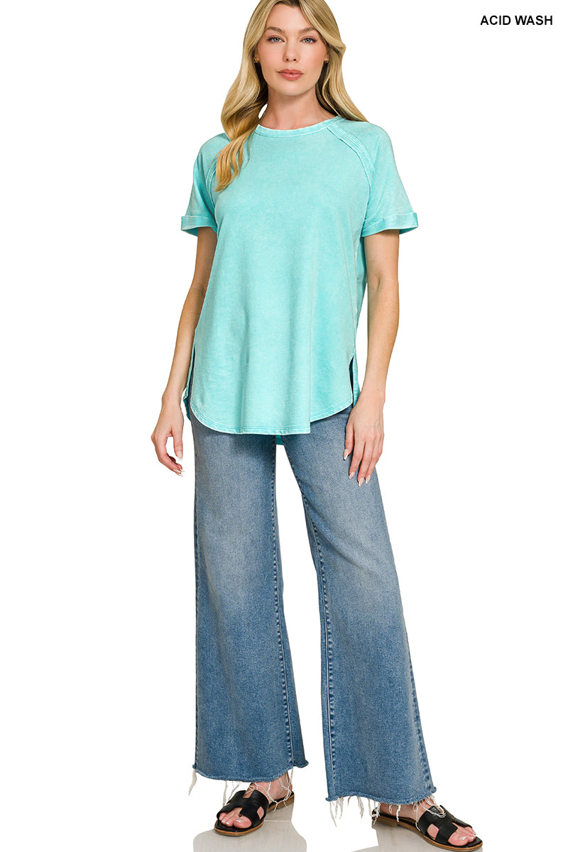 Zenana French Terry Curved Hem Tee