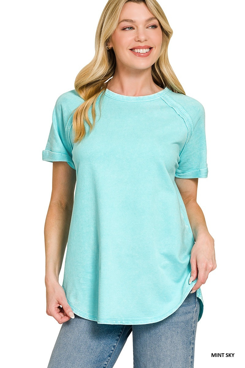 Zenana French Terry Curved Hem Tee