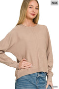 Zenana Viscose Front Seam Round-Neck Sweater