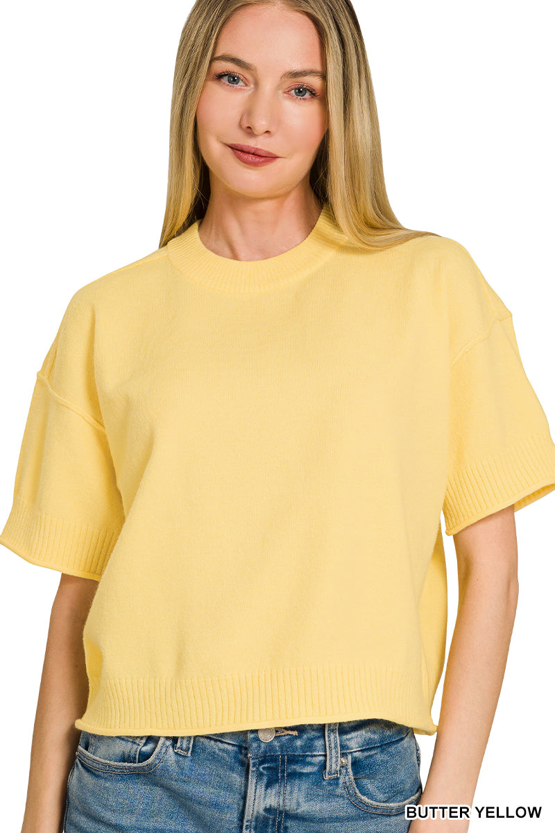 Zenana Relaxed Exposed Seam Pullover Sweater