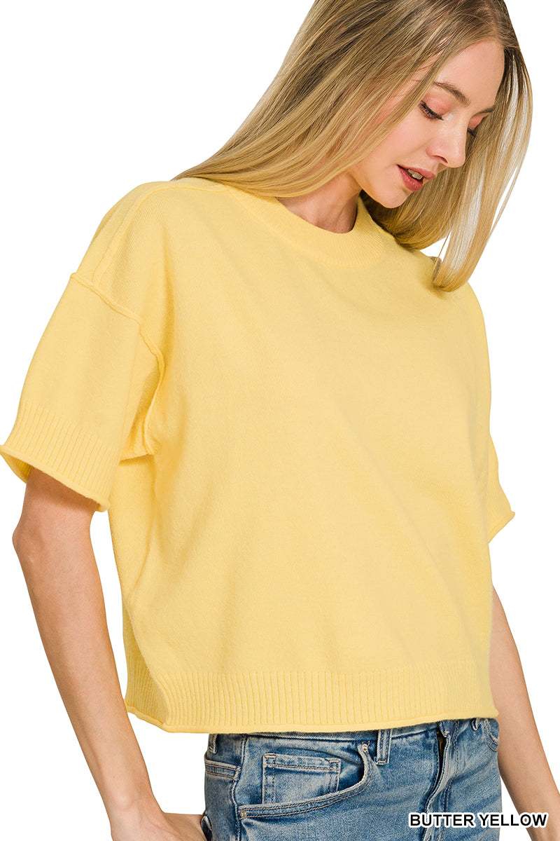 Zenana Relaxed Exposed Seam Pullover Sweater