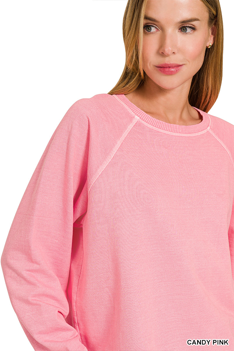 Zenana French Terry Pullover & Shorts Set
