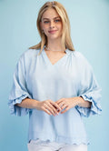 Scalloped Edged V-Neck Blouse