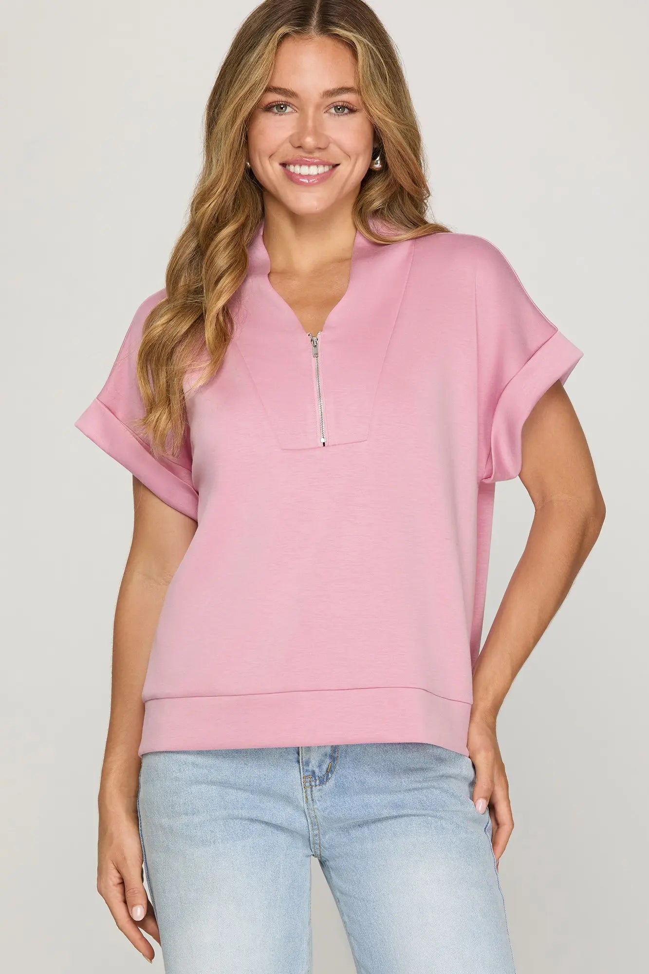 Drop Shoulder V-Neck Top