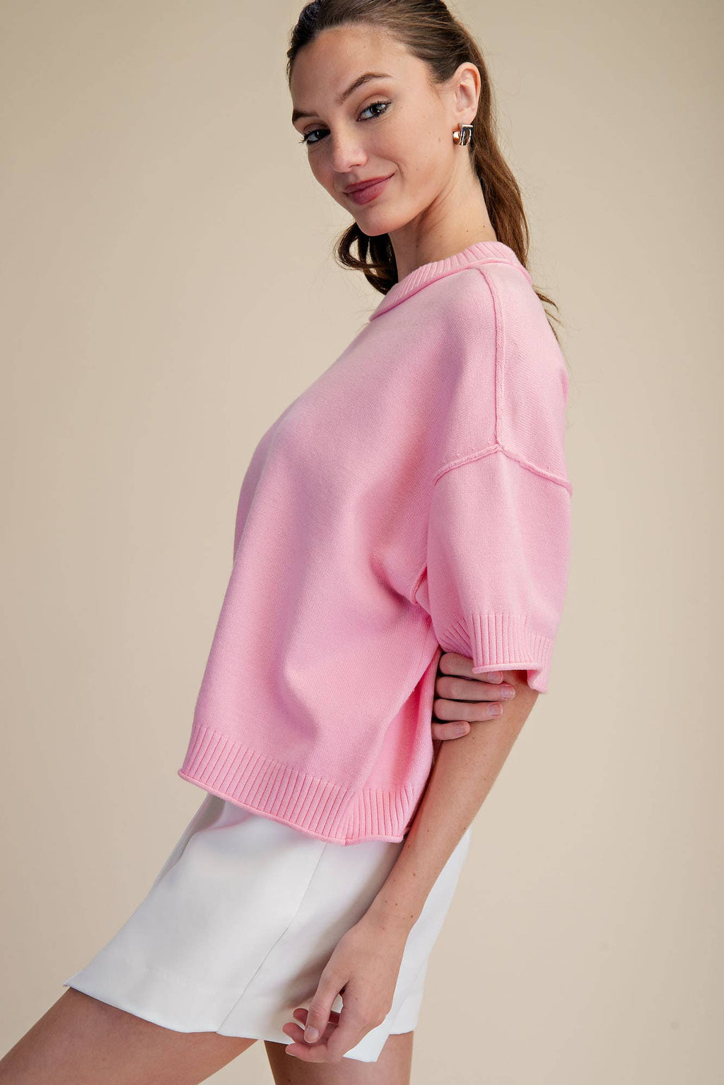 Glam Everyday Elbow-Sleeve Sweater