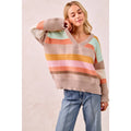 BiBi Multicolor Striped V-Neck Sweater
