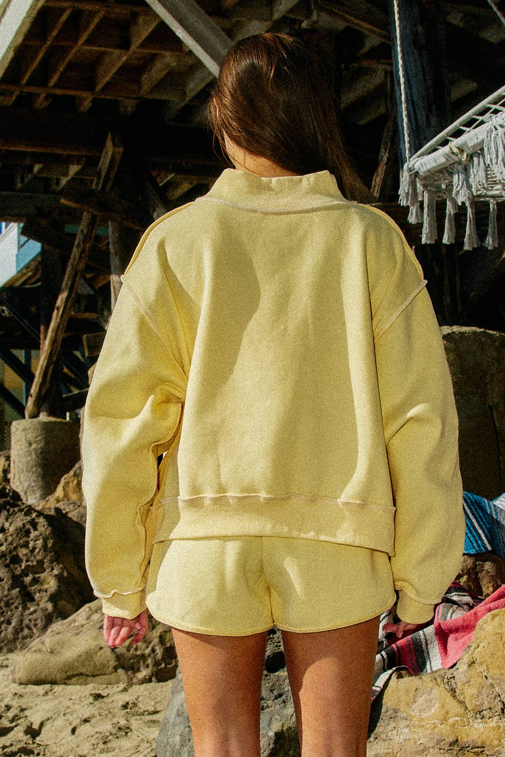 Bucketlist LIFEISGOOD Reversible Mock-Neck Crop Sweatshirt