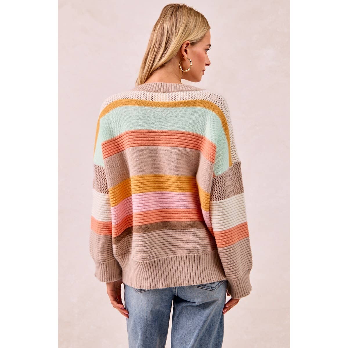 BiBi Multicolor Striped V-Neck Sweater