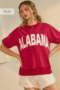 Oddi Acid Wash State Logo Short-Sleeve Sweatshirt (Plus)
