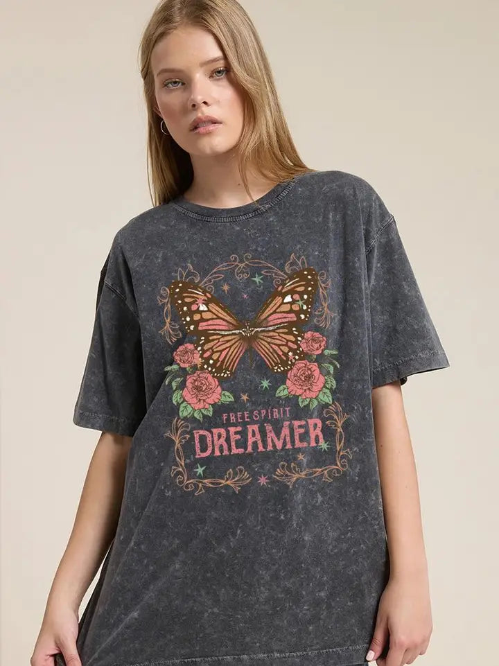 Butterfly Dreamer Vintage Graphic Boyfriend Tee