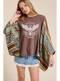 Free Bird America Graphic Sheer Boho Kaftan Top