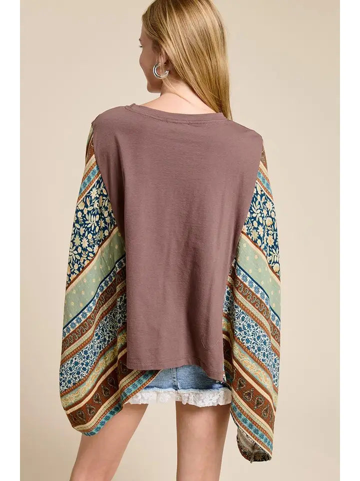 Free Bird America Graphic Sheer Boho Kaftan Top